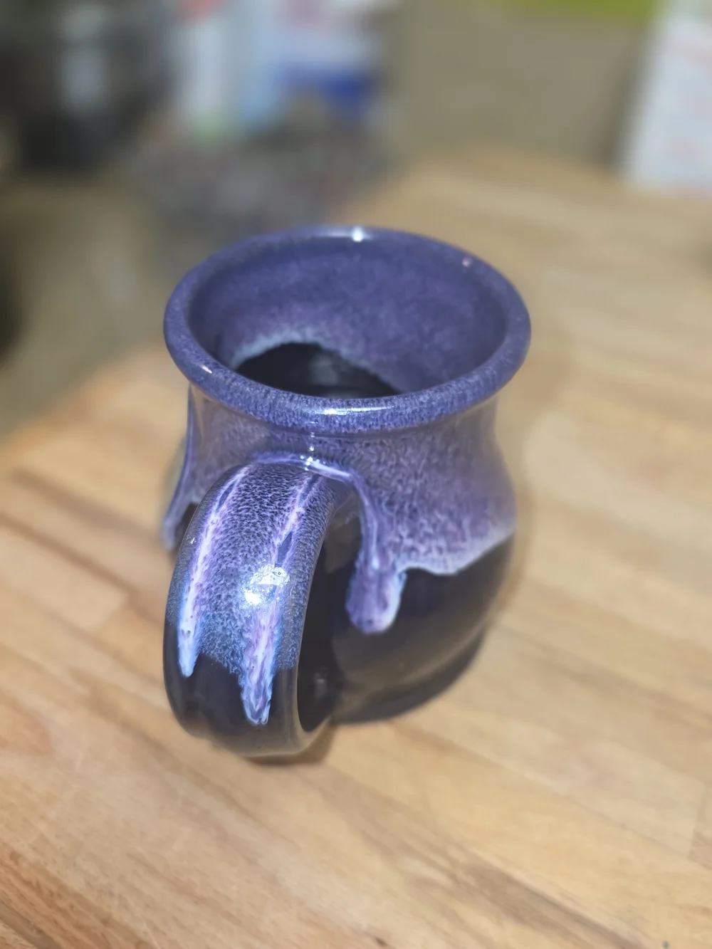Purple Drip Ceramic Coffee Mug with Pancake House Medallion Poway And Temecula